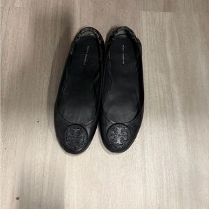 Tory Burch Black Logo Flats